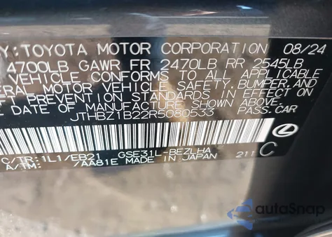 2024 Lexus Is 350 F Sport Design z USA, uszkodzony, nr VIN JTHBZ1B22R5080533